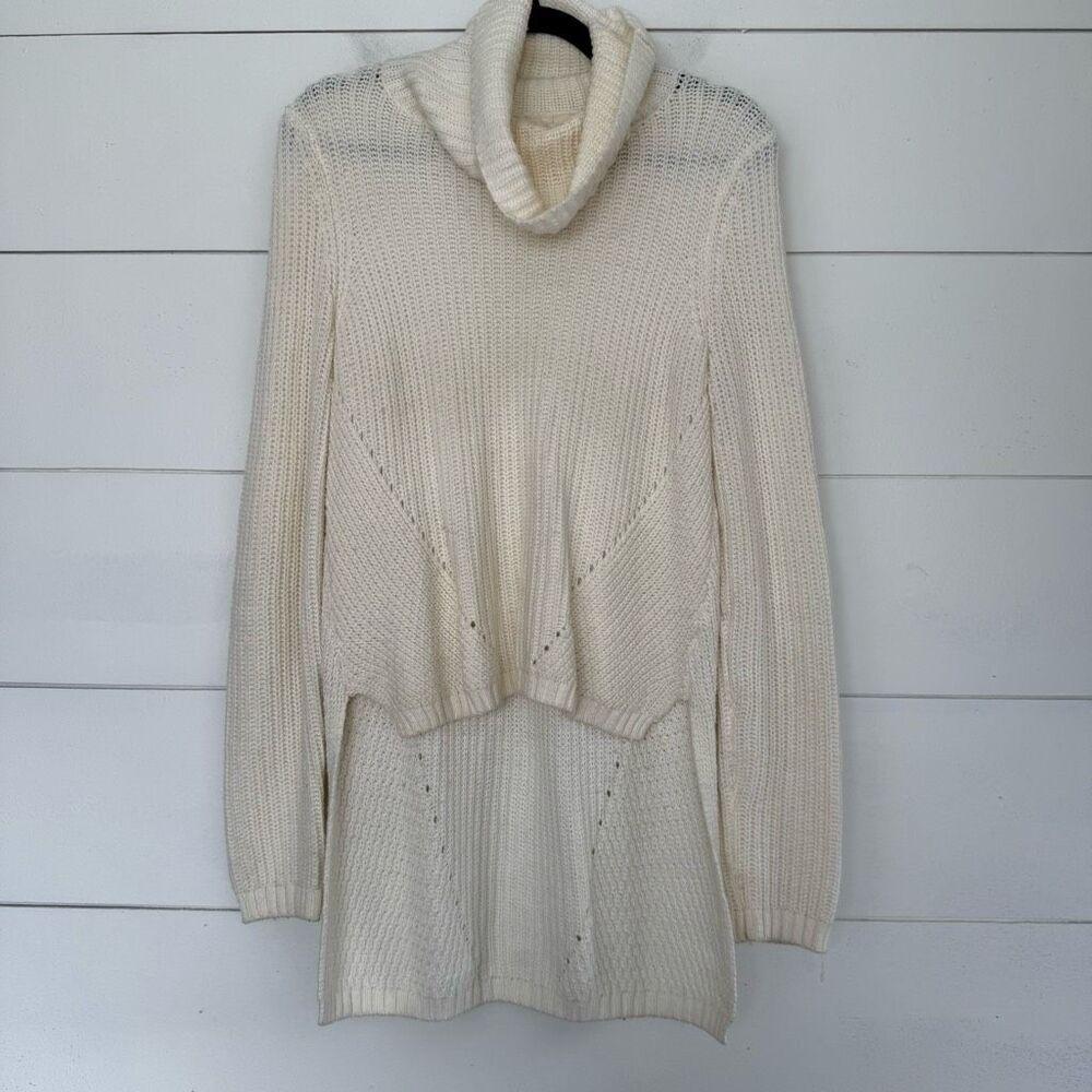 Moth Anthropologie Women’s Extra Small Cream Wool Blend Turtleneck Sweater